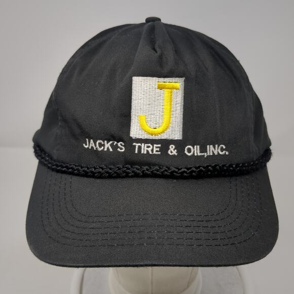Jack's Tire & Oil, Inc. Slideback 5 Panel Cap Black One Size Adjustable Rope HTT - Picture 2 of 9
